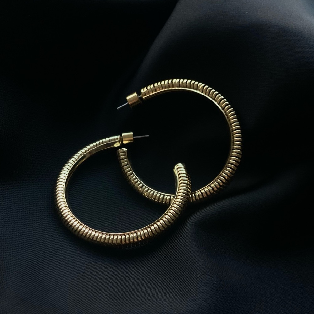 COS Textured Gold Hoop Earrings